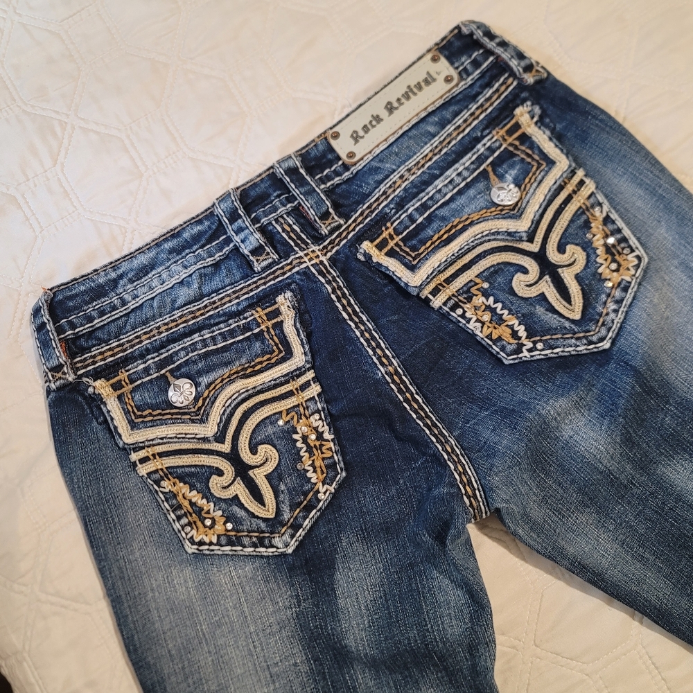 Rock Revival Cuffed Denim Kai Capri Medium Wash Size 29